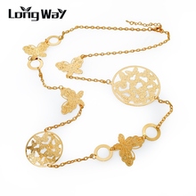 LongWay Long necklace women Gold Color Chain Necklace Long Statement Butterfly Necklaces Pendants Women Accessories Sne150845 2024 - buy cheap