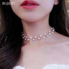 BLIJERY-collar con cuentas de perlas de imitación para mujer, Gargantilla elegante, Color dorado, para fiesta de boda, de mujer 2024 - compra barato