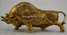 Estatua de vaca feng shui tallada en latón chino decorada coleccionable, Artesanía de metal de toro 2024 - compra barato