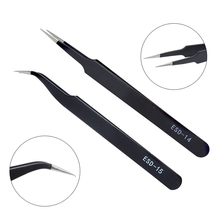 2pc ESD-14 ESD-15 Black Tweezers Anti-static Stainless Steel Electronic Components Tweezers Resists Corrosion Repair Necessarity 2024 - buy cheap