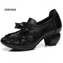 ZXRYXGS Brand Shoes Top Cowhide Elegant Bow Women Fashion Shoes High Heels 2022 Spring Leather Shoes Woman Banquet Wedding Shoes 2024 - buy cheap