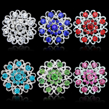 Hot! Rhinestone Crystal Brooch Hollow Out Collar Pin Silver Plated Flower Jewelry 2024 - buy cheap