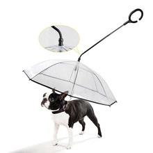 Transparent pet umbrella dog C-type umbrella pet supplies adjustable rain day hyena traction rope 2024 - buy cheap