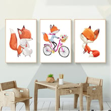 Carteles de animales de dibujos animados, cuadro sobre lienzo para pared, ardilla, bicicleta de paseo, imágenes de pared con impresión Hd, decoración del hogar para dormitorio de niños 2024 - compra barato