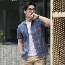 2019 New Arrival Fashion Men Short Sleeved Shirt Summer 100%cotton Plaid Casual Shirts Plus Size ML XL 2XL 3XL 4XL 5XL 6XL 2024 - buy cheap