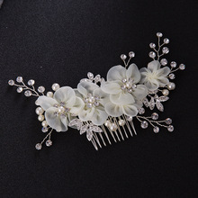 Floralbride Art Deco Silver Color Rhinestones Crystals Pearls Yarn Flower Wedding Hair Comb Bridal Hair Accessories Hair Jewelry 2024 - buy cheap