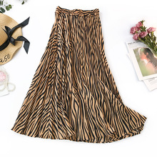 2022 Autumn New Arrival Euro-american Style Fashionable Zebra Stripe Printed Long Skirts For Women Pleated Skirt Free Shipping 2024 - buy cheap