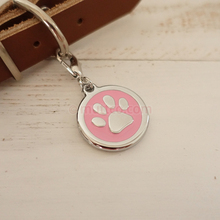 50pcs/lot 30mm paw print dog tags dog id tags for pets,free shipping metal round dog name tags collar cat puppy blank dog charm 2024 - buy cheap