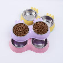 Fashion Pet Bowl Double Bowl Feeder Creative Candy Crown Dog Feeding Food Bowl Non-slip Stainless Steel Dog Bowls Pet Products 2024 - buy cheap