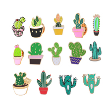 Fashion Cartoon Cactus Brooches Cute Mini Plant Pot Enamel for Women Denim Jackets Lapel Pins Hat Badges Kid Jewelry Accessories 2024 - buy cheap