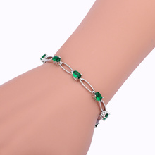 Fresh Green Crystal Bracelet for femme Silver Zircon Zirconia Health Nickel & Lead Free Fashion Jewelry TBS959A 2024 - buy cheap