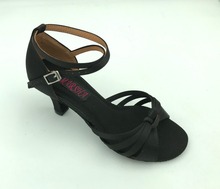 New Hot Selling fashion womens latin dance shoes  ballroom salsa dance shoes in black satin 6279BLK shipping free low high heel 2024 - buy cheap