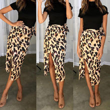 New Fashion Women Clothes Casual Elastic High Waist Skirt Sexy Lady Leopard Print Vent Pencil Skirts 2024 - buy cheap