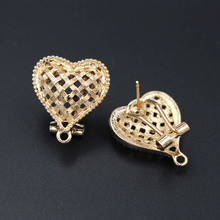 Stud Clip Earrings Post Filigree Heart Bases with Loop DIY Findings Accessories Nigerian Wedding Dubai Gold Color Jewelry Making 2024 - buy cheap