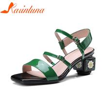 KARINLUNA Plus Size 34-43 Cow Genuine Leather High Heel Woman Shoes Appliques Leisure Women Shoes Summer Sandals 2024 - buy cheap
