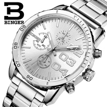 Switzerland BINGER Men's Watch Luxury Brand Quartz Waterproof Chronograph Stop Watch Stainless Steel Wristwatches B9007-1 2024 - buy cheap