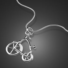 Fashion sterling silver woman's silver necklace. Solid 925 Silver Bike Pendant Silver snake chain. Cycling Athlete Jewelry Gifts 2024 - buy cheap