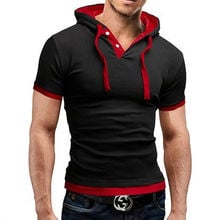 Camiseta esportiva masculina de manga curta com capuz, camiseta slim para homens do verão de 2020, 5xl 2024 - compre barato