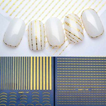 1 Sheet Gold 3D Nail Sticker Curve Stripe Lines Nails Stickers Adhesive Striping Tape Manicure Nail Art Stickers Decals ZJT3012 2024 - buy cheap