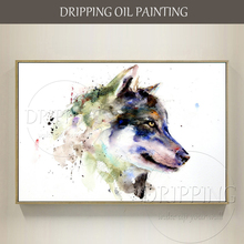 Artist Hand-painted High Quality Modern Animal Wolf Oil Painting on Canvas Modern Wolf Head Oil Painting for Living Room 2024 - buy cheap