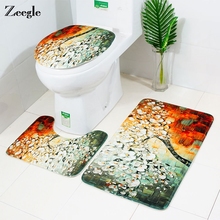 Zeegle-conjunto de tapetes para banheiro, 3 peças, antiderrapante, assento, almofada, cobertura absorvente, chuveiro, pé 2024 - compre barato