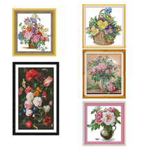 Peony Vase Joy Sunday Cross Stitch Kits Printed Fabric 11CT 14CT Cross Stitch Kits Embroidery Needlework Sets Flowers Patterns 2024 - buy cheap