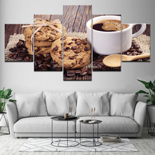 Decoração caseira moderna para parede do quarto, impressões em hd, 5 peças, copo de café, sobremesa, biscoitos, poster, pinturas de lona modular, arte, imagens de quadro 2024 - compre barato