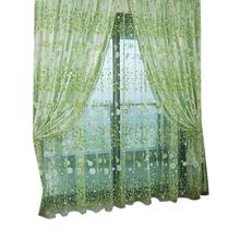 Cortina voile com haste transparente de janela de tule floral para quarto sala 100x200cm (verde) 2024 - compre barato