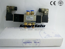 Соленоидный клапан 4V130C-06 двойной порт катушки 1/8 "BSP 220V AC 5/3 регулирующий клапан с 3 фитингами и 2 глушителями Бесплатная доставка 2024 - купить недорого