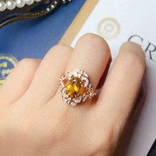 Женское Винтажное кольцо colife, серебряное цитриновое кольцо из серебра 925 пробы 8 мм * 10 мм, Настоящее серебро цитрин, подарок для женщин 2024 - купить недорого