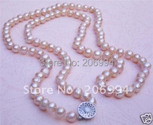 wholesales beautiful 7-8MM pink cultured Freshwater pearl necklace 20" pearl Jewelry,gift 2024 - buy cheap