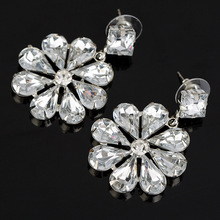 PPG&PGG Hot Sale Fashion Women Clear Crystal Rhinestone Earrings Elegant Personality Statement Large Flower Earrings 2024 - buy cheap
