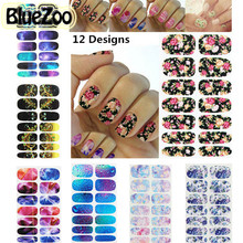 BlueZoo 12pcs Mixed Design Flowers Water Transfer Nail Stickers Full Cover Star Series Adhesive Nail Sticker Stencil Manicure 2024 - buy cheap