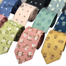 Gravata de algodão para homens flora impressão masculino gravata moda casual 6cm magro gravata para festa de casamento negócios flores gravata 2024 - compre barato