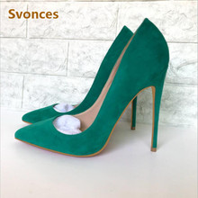 2018Fashion Sexy Shoes Lady Green Blue Red Suede Extre High Heels Bottom Pumps Shallow Sandals Brand Shoes Woman Pumps Plus Size 2024 - buy cheap