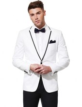 Center Vent Groomsmen One Button Groom Tuxedos Notch Lapel Men Suits Wedding/Prom Best Man Blazer ( Jacket+Pants+Tie ) C369 2024 - buy cheap