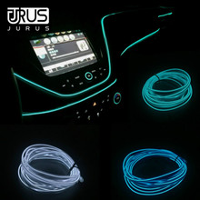 JURUS-tira de luces Led de neón para Interior de coche, accesorio Flexible de retroiluminación, 12V, 1M/2M/3 metros, 2 uds. 2024 - compra barato