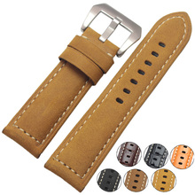 Watchband 22mm 24mm Handmade Retro Genuine Leather Men Women Watch Band Strap Belt Steel Stainless Buckle Clasp 2024 - buy cheap