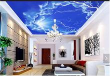 Papel tapiz 3d para pared, murales de techo con nubes blancas y azules, papel tapiz con foto de habitación 2024 - compra barato