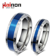 316L Dedo Anéis De Aço Inoxidável banda de casamento dos homens jóia azul 4mm titanium anéis de aço para o amante da Mulher Azul anel de aço inoxidável 2024 - compre barato