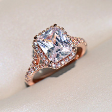 Anel branco com pedra de zircônia cz, anel em ouro rosa para casamento e noivado, joia estilosa para presente, novo, 2021 2024 - compre barato