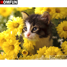 HOMFUN Full Square/Round Drill 5D DIY Diamond Painting "Animal cat flower" Embroidery Cross Stitch 3D Home Decor A10747 2024 - buy cheap