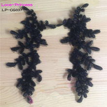 5 pairs 29cm*8cm LP-CG037 DIY lace wedding dress applique accessories bridal headdres black white lace collar lace fabric patch 2024 - buy cheap