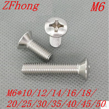 50PCS DIN966 M6*10/12/16/20/2/30/35/40/45/50 Cross Recessed Raised Countersunk Head Screw Stainless Steel 304 2024 - buy cheap