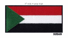 SUDAN 3" wide 100% embroidery flag iron on patch black border 2024 - buy cheap