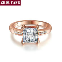 ZHOUYANG Ring For Women Square Cut Cubic Zirconia Rose Gold Color Wedding & Engagement Aniversary Gift Fashion Jewelry R472 2024 - buy cheap