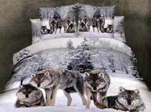wolf Bear tiger Cotton 3D Animal Bedding set Cool 100% Cotton oil printing Duvet Cover Set Bed Sheet PillowCase Queen King 4pcs 2024 - buy cheap