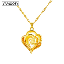 Quente 24 k pingente de ouro colares para jóias femininas colgantes bijoux diy ajuste colar corrente gargantilha coração exclusivo design acessórios 2024 - compre barato