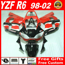 Kit de carenagem, conjunto de peças de plástico vermelho e branco para yamaha yzf r6 1998-2002, 1999, 2000, 98, 99, 00, 01 e 02, x1z9 2024 - compre barato