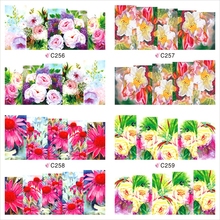 12 Sheet Peacock Flower Design Watermark Beauty Nail Art Tips Sticker Full Wraps Water Transfer Stickers Decals For Nails JH369 2024 - buy cheap